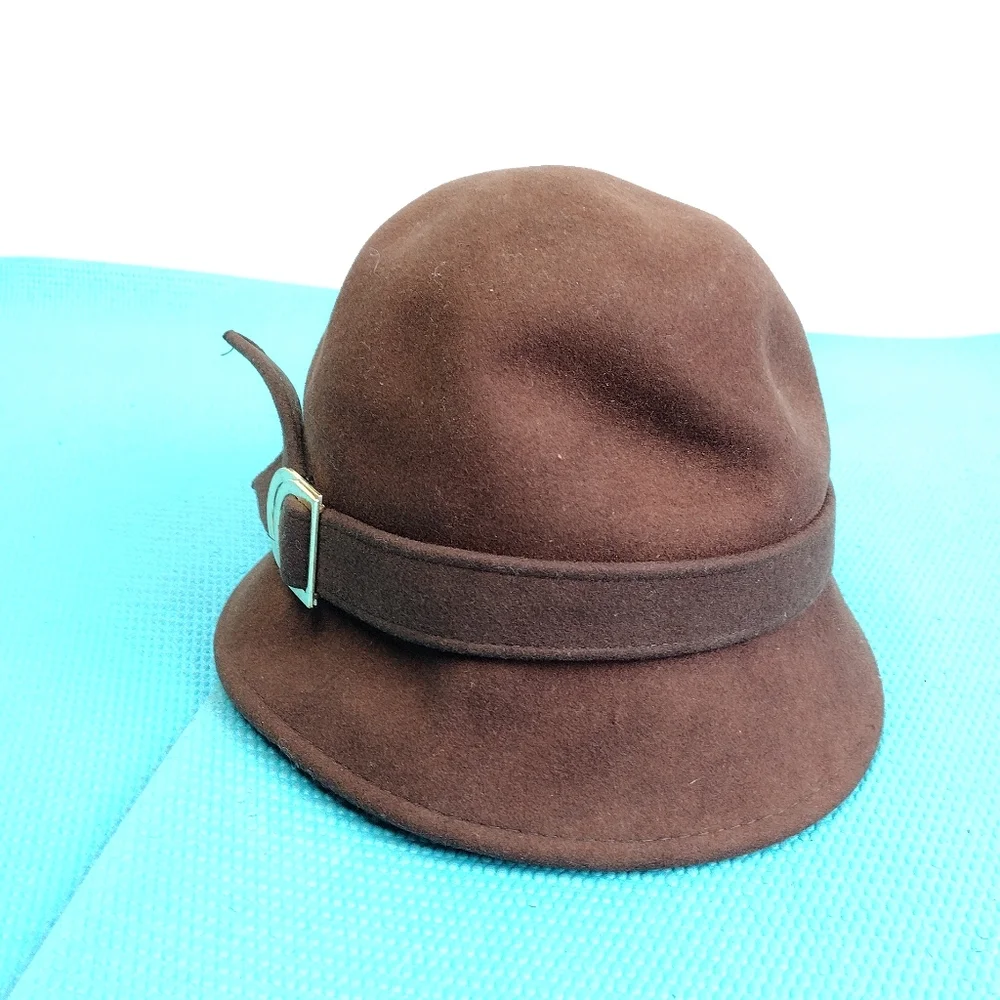 August Women's Bucket Hat 100% Wool Brown
